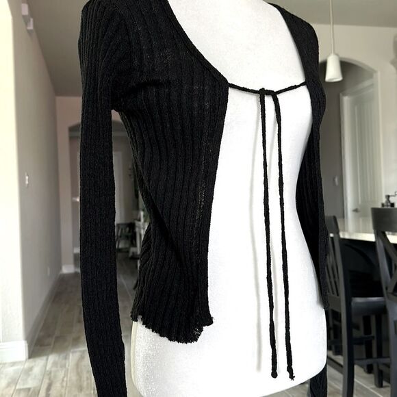 Forever 21 XS Lightweight Sweater Black Long Sleeves Ribbed - Picture 3 of 8